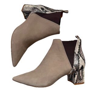 Klub Nico Renita Nubuck Embossed Snake Leather Chelsea Ankle Boots Women’s 8M